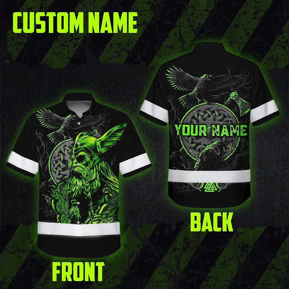 Hi Vis Hawaiian Shirt Reflective Viking Symbol Custom Name Safety Workwear