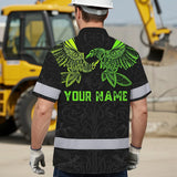 Hi Vis Hawaiian Shirt Reflective Viking Symbol Green Neon Custom Name