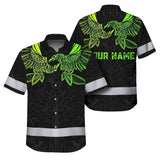 Hi Vis Hawaiian Shirt Reflective Viking Symbol Green Neon Custom Name