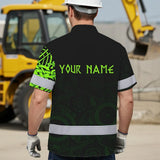 Hi Vis Hawaiian Shirt Reflective Viking Triple Horn Of Odin Gradient Orange Custom Name Safety Workwear For Workers, Truckers