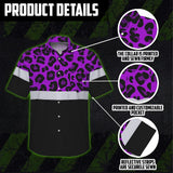 Hi Vis Hawaiian Shirt Reflective Violet Leopard Custom Name Safety Workwear For Workers, Truckers, Operators