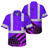 Hi Vis Hawaiian Shirt Reflective Violet US Flag Paint Safety Workwear