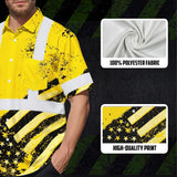 Hi Vis Hawaiian Shirt Reflective Yellow US Flag Paint Safety Workwear