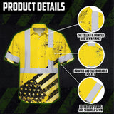 Hi Vis Hawaiian Shirt Reflective Yellow US Flag Paint Safety Workwear