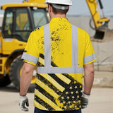 Hi Vis Hawaiian Shirt Reflective Yellow US Flag Paint Safety Workwear