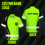 Hi Vis Hawaiian Shirt Uniform Company Reflective Green Neon Custom Name And Logo