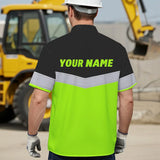 Hi Vis Hawaiian Shirt Uniform Reflective Black Green Custom Name And Logo