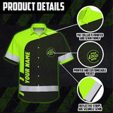 Hi Vis Hawaiian Shirt Uniform Reflective Black Green Neon 2 Custom Name And Logo