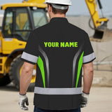 Hi Vis Hawaiian Shirt Uniform Reflective Black Green Neon 2 Custom Name And Logo
