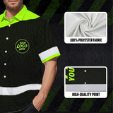 Hi Vis Hawaiian Shirt Uniform Reflective Black Green Neon 2 Custom Name And Logo