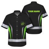 Hi Vis Hawaiian Shirt Uniform Reflective Black Green Neon 2 Custom Name And Logo