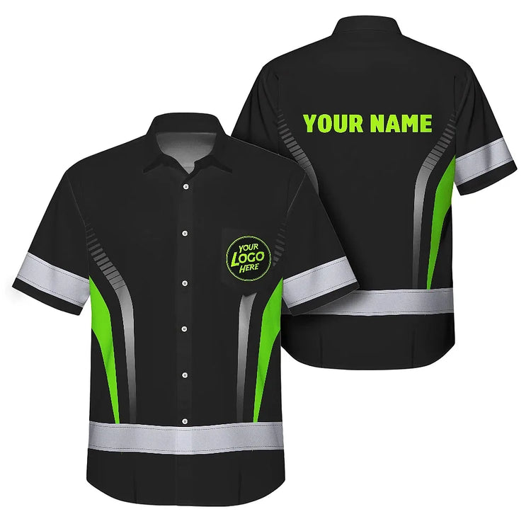 Uniform Reflective Black Green Neon 2 Hi-Vis Hawaiian Shirt