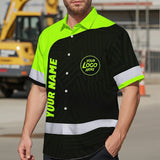 Hi Vis Hawaiian Shirt Uniform Reflective Black Green Neon 2 Custom Name And Logo