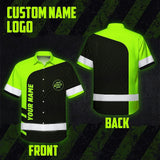 Hi Vis Hawaiian Shirt Uniform Reflective Black Green Neon 2 Custom Name And Logo