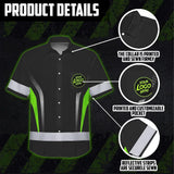 Hi Vis Hawaiian Shirt Uniform Reflective Black Green Neon 2 Custom Name And Logo