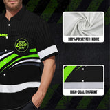 Hi Vis Hawaiian Shirt Uniform Reflective Black Green Neon Color Custom Name And Logo