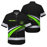Hi Vis Hawaiian Shirt Uniform Reflective Black Green Neon Color Custom Name And Logo