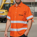 Hi Vis Hawaiian Shirt Uniform Reflective Black Orange Custom Name And Logo