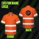 Hi Vis Hawaiian Shirt Uniform Reflective Black Orange Custom Name And Logo