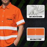Hi Vis Hawaiian Shirt Uniform Reflective Black Orange Custom Name And Logo