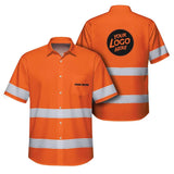 Hi Vis Hawaiian Shirt Uniform Reflective Black Orange Custom Name And Logo