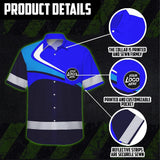 Hi Vis Hawaiian Shirt Uniform Reflective Blue Neon Custom Name And Logo Safety