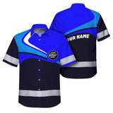 Hi Vis Hawaiian Shirt Uniform Reflective Blue Neon Custom Name And Logo Safety