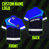 Hi Vis Hawaiian Shirt Uniform Reflective Blue Neon Custom Name And Logo Safety