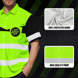 Hi Vis Hawaiian Shirt Uniform Reflective Dark Green Neon Custom Name And Logo