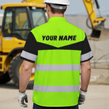 Hi Vis Hawaiian Shirt Uniform Reflective Dark Green Neon Custom Name And Logo