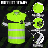 Hi Vis Hawaiian Shirt Uniform Reflective Dark Green Neon Custom Name And Logo