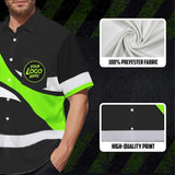 Hi Vis Hawaiian Shirt Uniform Reflective Green Wave Custom Name And Logo