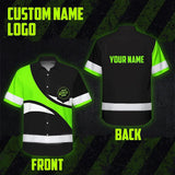 Hi Vis Hawaiian Shirt Uniform Reflective Green Wave Custom Name And Logo