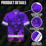 Hi Vis Hawaiian Shirt With Violet Neon Forest Skull And Custom Name For Safety Workwear