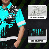 Hi Vis Hawaiian Skull Shirt, Blue Neon Custom Name High Visibility Short Sleeve Button Down Shirt for Workers, Truckers