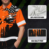 Hi Vis Hawaiian Skull Shirt, Orange Neon Custom Name High Visibility Short Sleeve Button Down Shirt for Workers, Truckers