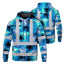 Blue Neon Flowers 4 Hi-Vis Hoodie