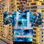 Blue Neon Flowers 4 Hi-Vis Hoodie
