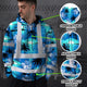 Blue Neon Flowers 4 Hi-Vis Hoodie