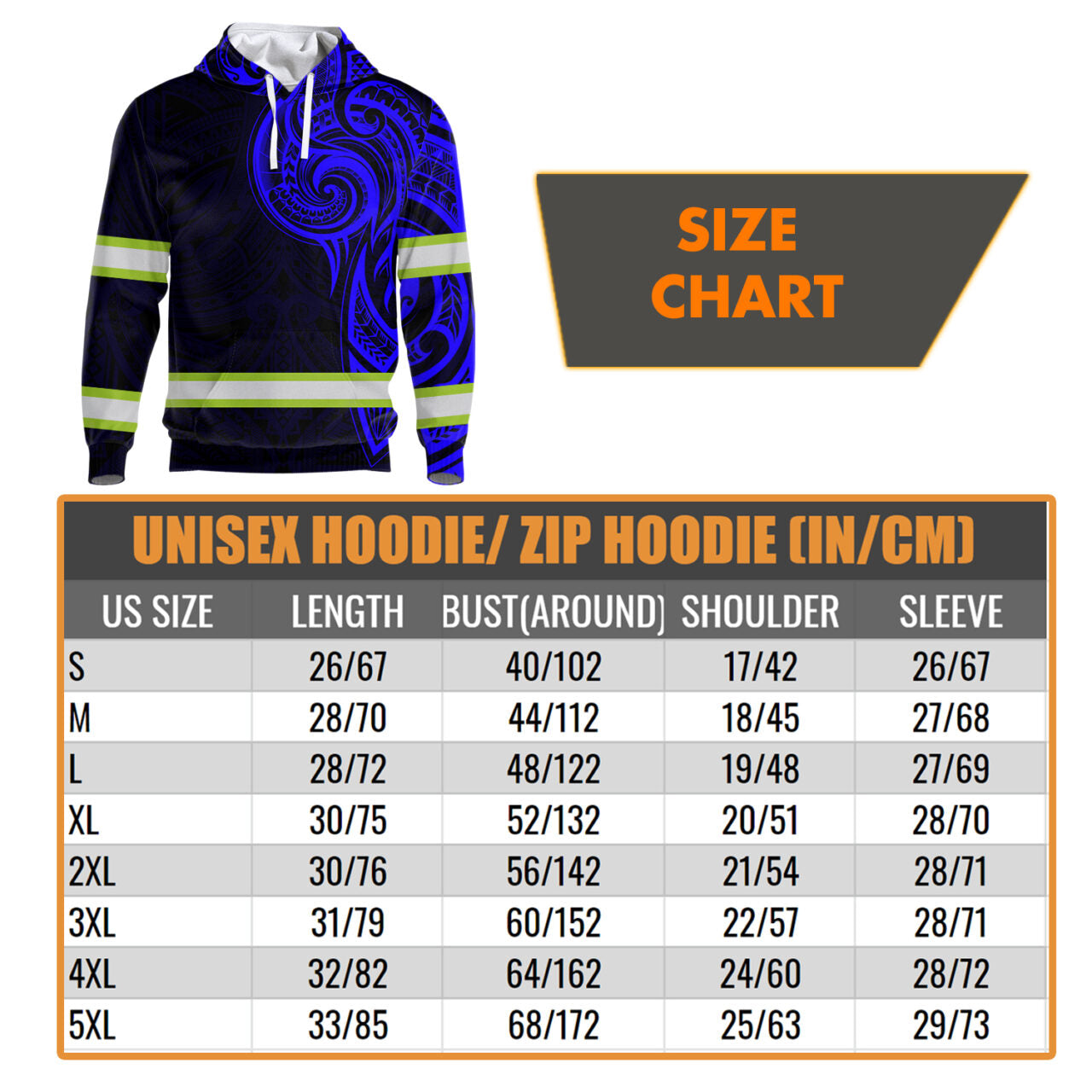 Hi Vis Hoodie Reflective Tapes Blue Neon Hawaiian Polynesian Tribal Custom Name Safety Workwear