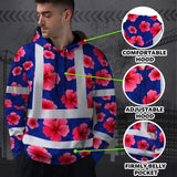 Hi Vis Hoodie Reflective Tapes Blue Neon Pink Flowers Custom Name Safety Workwear For Workers, Truckers, Operators