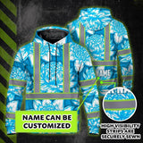 Hi Vis Hoodie Reflective Tapes Blue Neon White Protea Custom Name Safety Workwear For Workers, Truckers, Operators