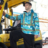 Hi Vis Hoodie Reflective Tapes Blue Neon White Protea Custom Name Safety Workwear For Workers, Truckers, Operators