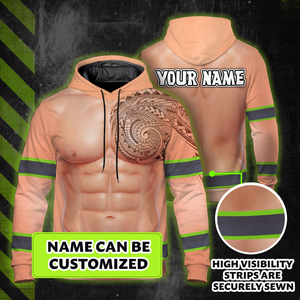 Funny Chest Hair Tattoo Hi-Vis Hoodie