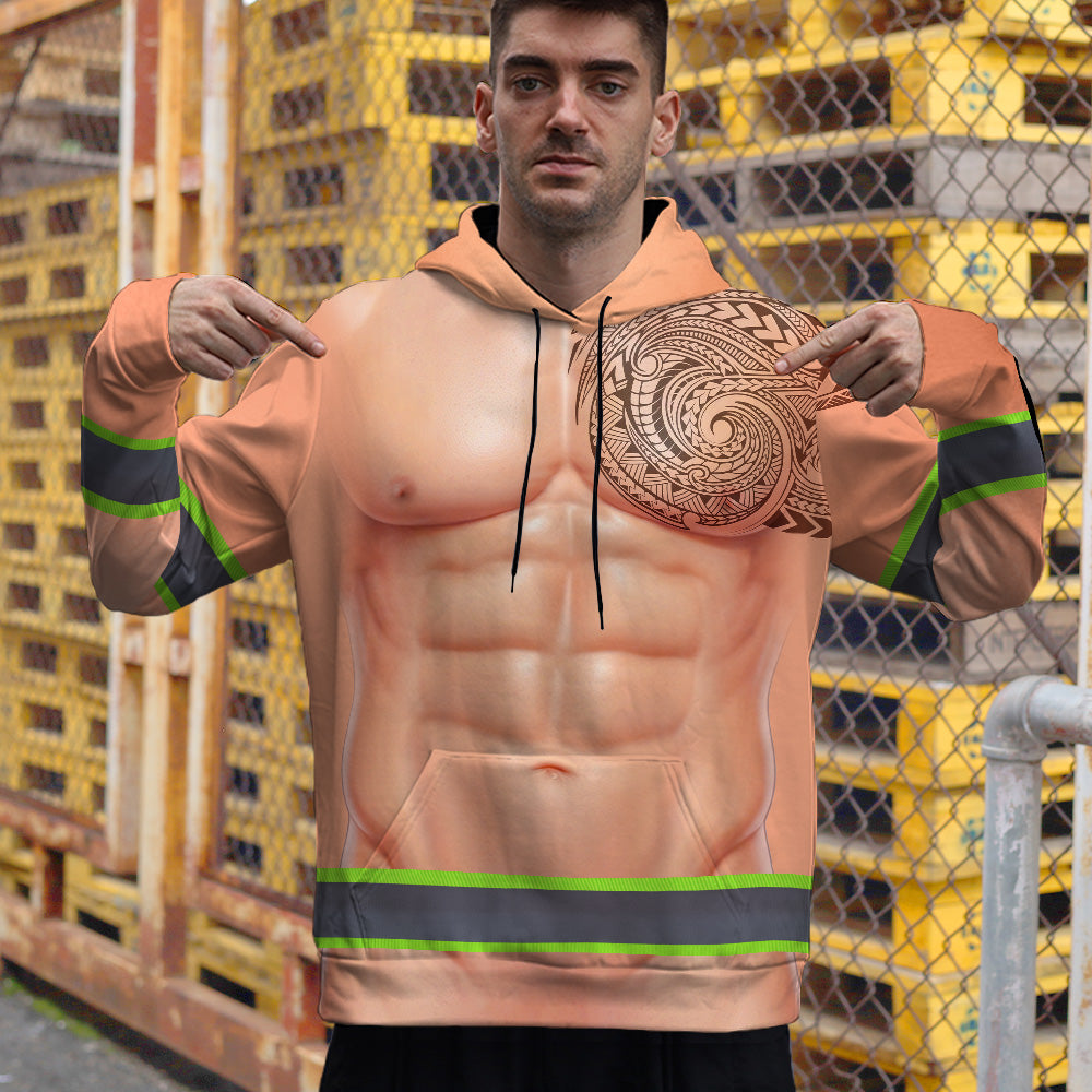 Funny Chest Hair Tattoo Hi-Vis Hoodie