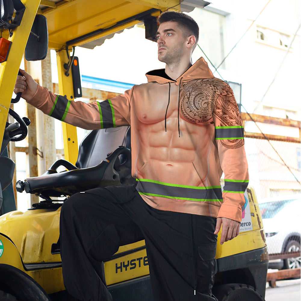 Funny Chest Hair Tattoo Hi-Vis Hoodie