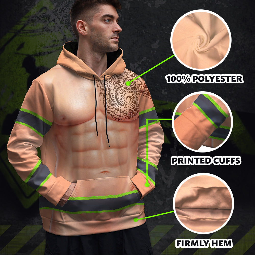 Funny Chest Hair Tattoo Hi-Vis Hoodie
