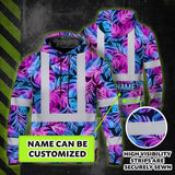 Hi Vis Hoodie Reflective Tapes Gradient Blue Violet Custom Name Safety Workwear For Workers, Truckers, Operators