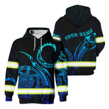 Hi Vis Hoodie Reflective Tapes Gradient Turtle Hawaiian Polynesian Tribal Custom Name Safety Workwear