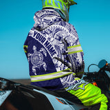 Hi Vis Hoodie Reflective Tapes Blue White Turtle Hawaiian Polynesian Tribal Custom Name Safety Workwear
